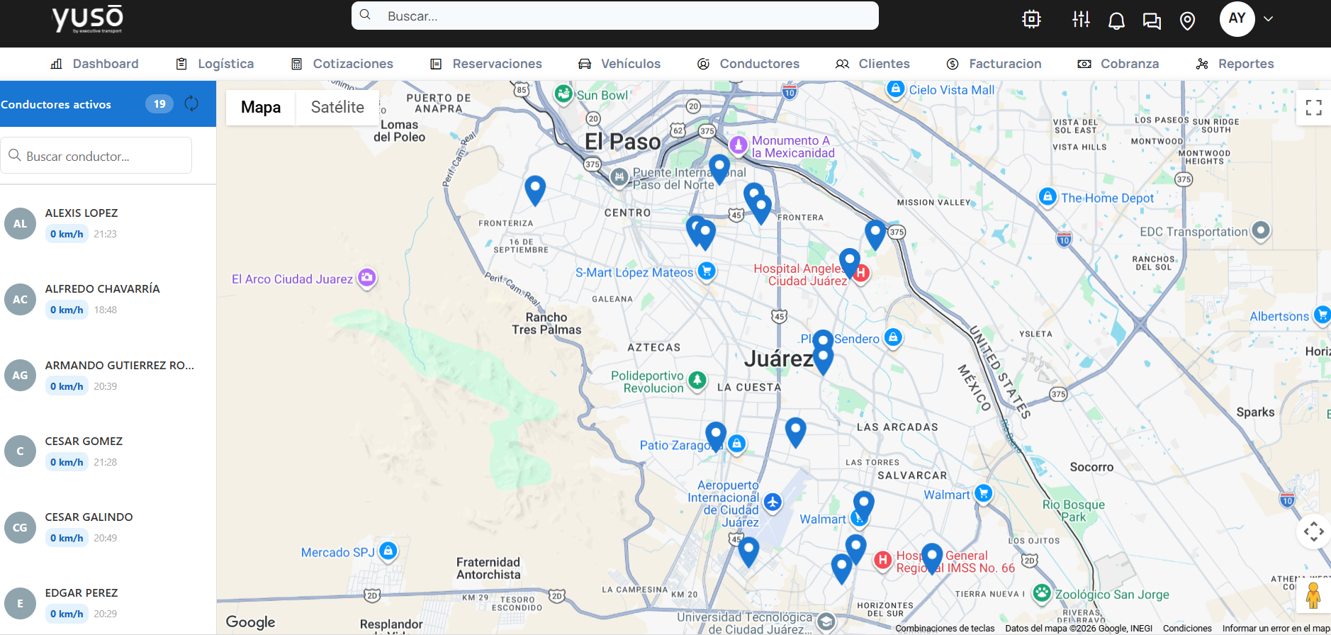 YUSO GPS fleet tracking map