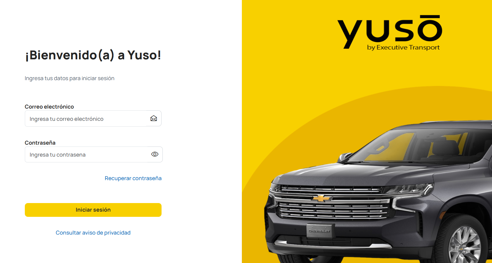 YUSO login screen